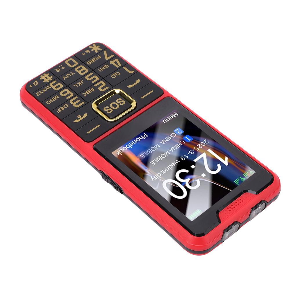 Large Buttons Cell Phone 4G LTE Unlocked with SOS Key 2500mAh Dual SIM MP3 Calling SMS Functions Internet Red