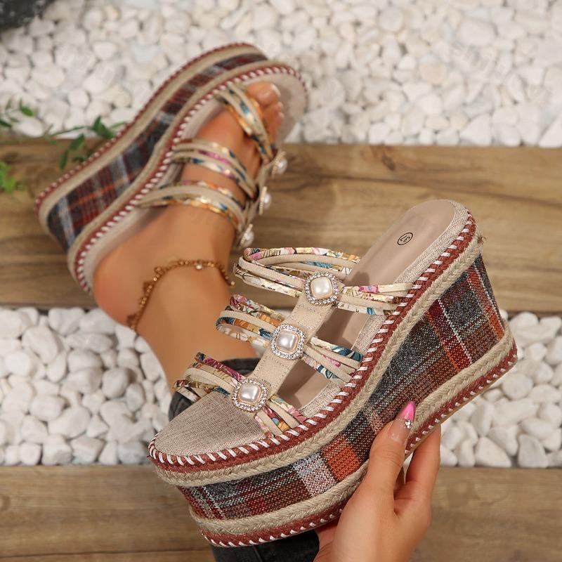 Fashion Women Slippers 2025 Summer New Fashion Peep Toe Wedge Slippers Women Platform High Heels Outdoor Beach Shoes Sandalias De Mujer