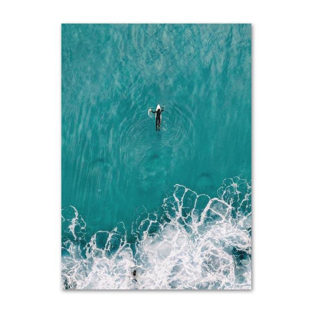 Coastline Blue Ocean Wall Poster Print Sea Reef Nordic Canvas Painting Landscape Modern Home Picture Decoration Living Room Art