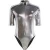 Originals Adylenium Season 2 Bodysuit Logo Short Sleeve Half Zip Fitted Triangle Bodysuit Women Bodysuit Silver JM9257