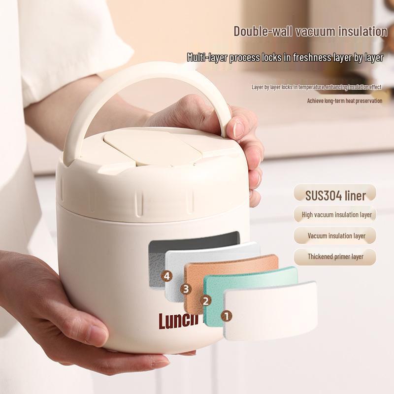 304 Stainless Steel Double-Layer Leak-Proof Insulated Bento Lunch Box with Food Compartments