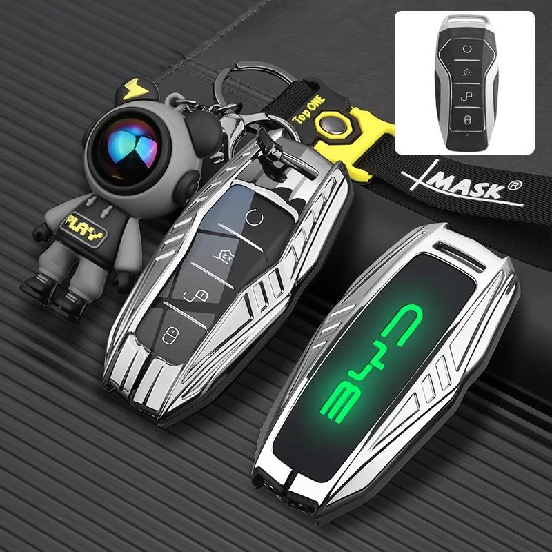 Car Zinc Alloy Leather Key Case Cover For BYD Atto 3 Han EV Dolphin Lied Tang Dm Qin PLUS Song Pro MAX Yuan Keychain Accessories