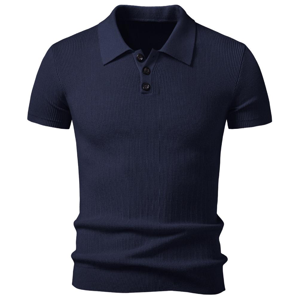 Men's Collared Short-sleeved Knitted T-shirt