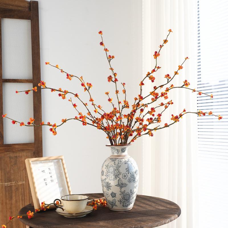6pcs Artificial Flower Stems Bundle Wealth Fruit Faux Orange Branches Small Persimmon for Home Decor Vase Not Included
