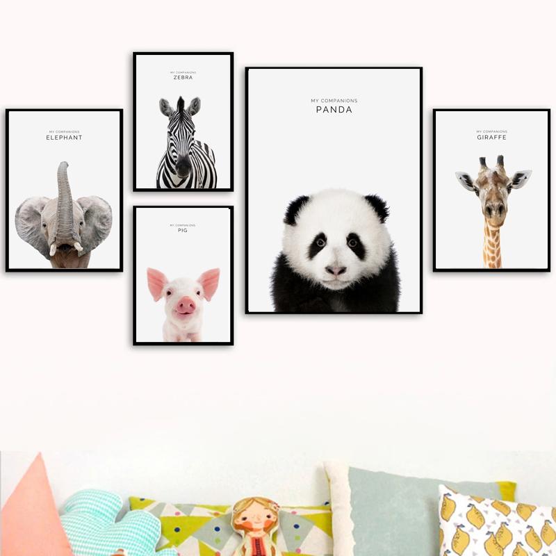 Animal Decoration Sheets Picture Wall Art Poster Children's Canvases Room Paintings For Nursery Decorative Prints Wall Posters No Frame