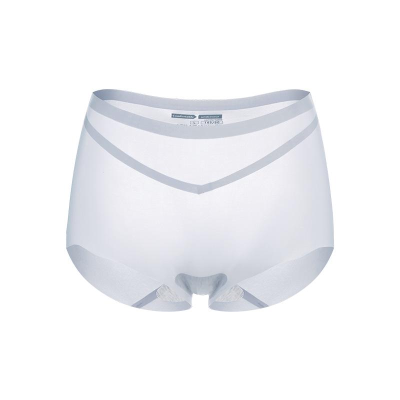 Plus Size Women's Summer Thin Ice Silk Trackless Cotton Crotch Quick Drying Breathable High Waist Triangle Briefs