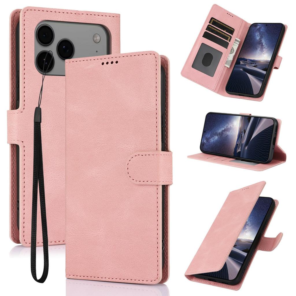 For iPhone 17 Pro Case PU Leather Phone Cover with Wallet Stand