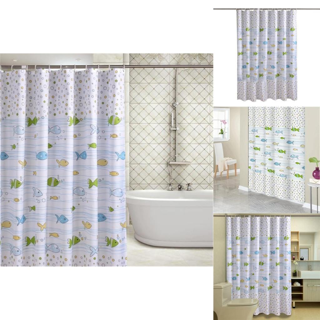 Thickened Fish Waterproof Antimildew Bathroom Curtain Cartoon Shower Partition