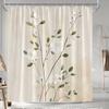 1Pc Serene Garden Shower Curtain, Lush Greenery, Lily Pads, And Sunlight Through Bamboo, Tranquil Nature Design