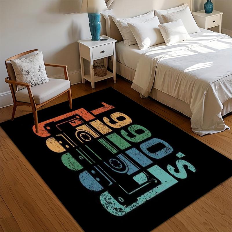 

Gaming Room Retro Cassette Rug Vintage 80s Theme Carpet Non-slip Dirt-resistant for Teen & Gamer Decor Black Light Luxury Decor 40x60CM