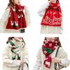 Women Christmas Scarf Deer Pattern Knitted Scarf Thick Neck Warmer Bufanda Long Windproof Soft Scarf For Winter