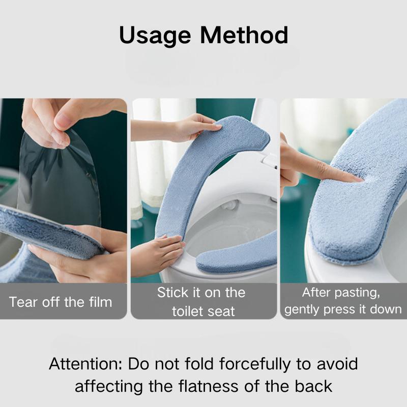 [Plush Toilet Cushion] Soft Plush 1 Pair Toilet Seat Cushion | Universal Four Seasons Bathroom Accessories - Easy Clean & Stick, Home Decor