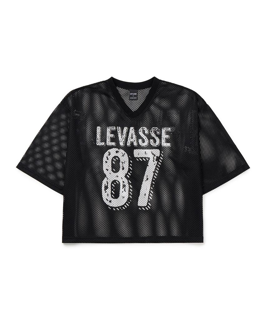Leubase White Logo Crop Mesh Jersey Short Sleeve_Black