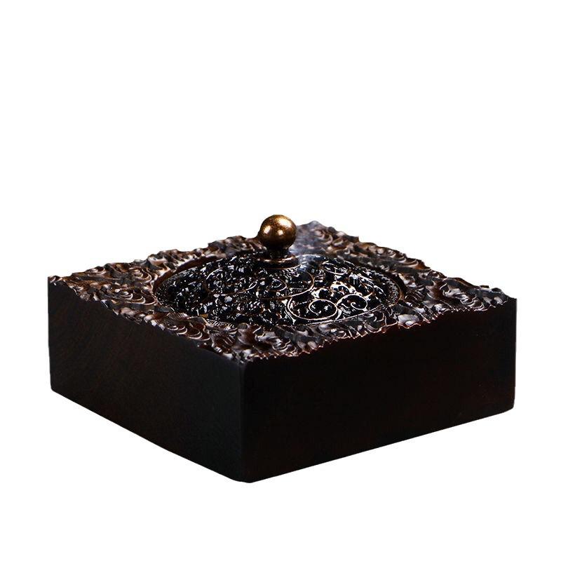 Ebony Large Wooden Sandalwood Incense Burner | Indoor Auspicious Clouds Agarwood Holder | Creative Tea Ceremony Ornament