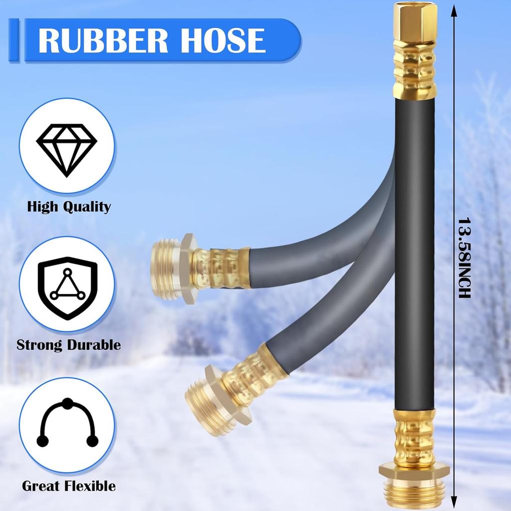 Boltigen Upgraded RV Winterizing Kit, 17'' RV Winterizing Hose With Oil Pressure Gauge & Control Valve, Air Compressor Sprinkler Blowout Adapter Kit,
