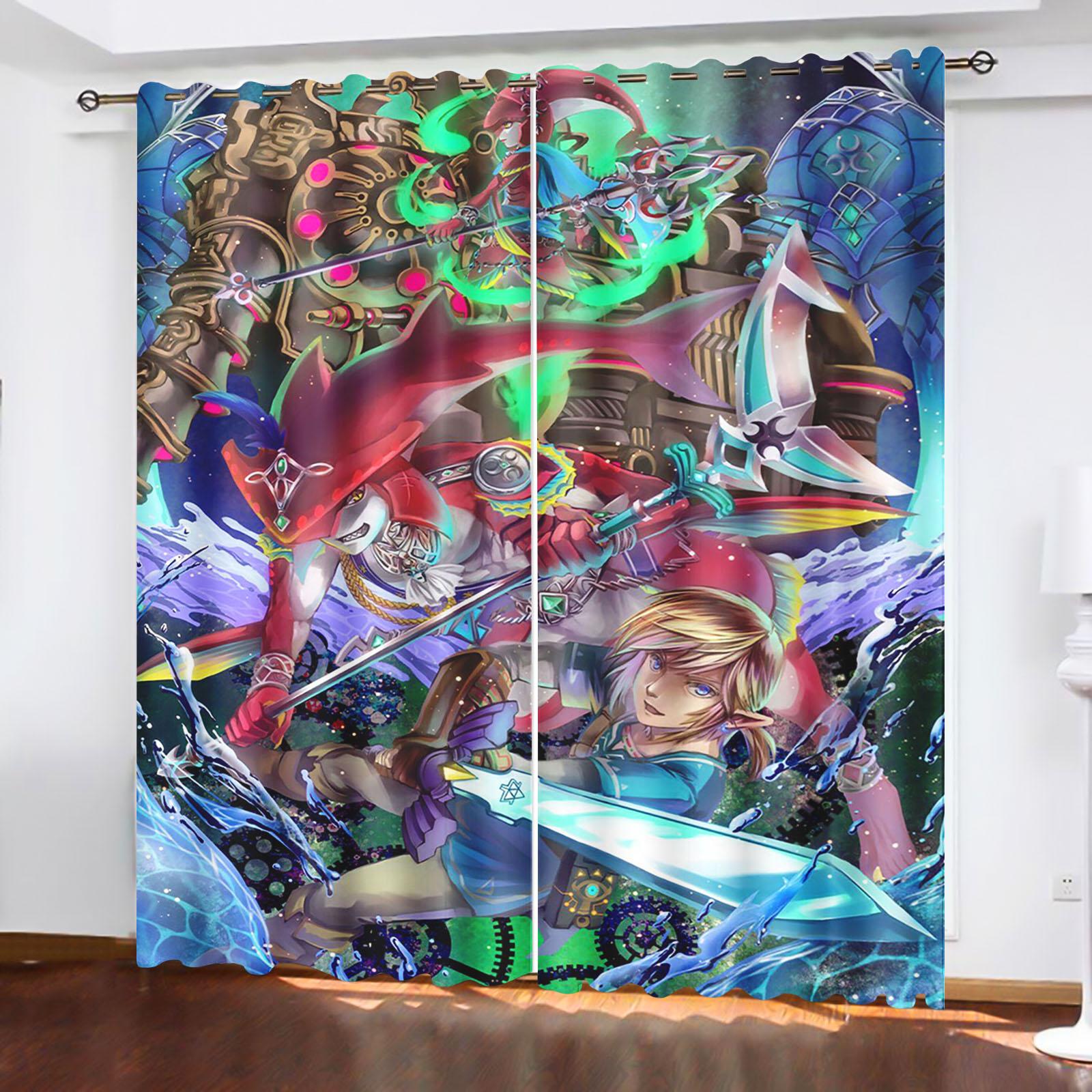 

Шторы Zelda, 100% полиэстер, мультяшный абажур, милые 2 планшета, наборы украшений, спальня, гостиная, домашнее окно 100x140cm&Grommet Top