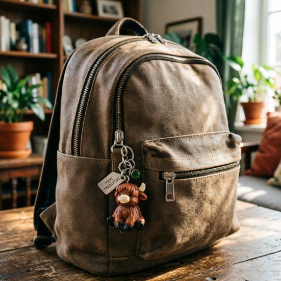 Schlüsselanhänger Anhänger Hochlandrind Schlüsselanhänger 3D Kälbchen Anhänger Schlüsselring mit Geburtsstein Leichtes Inspirierendes Accessoire