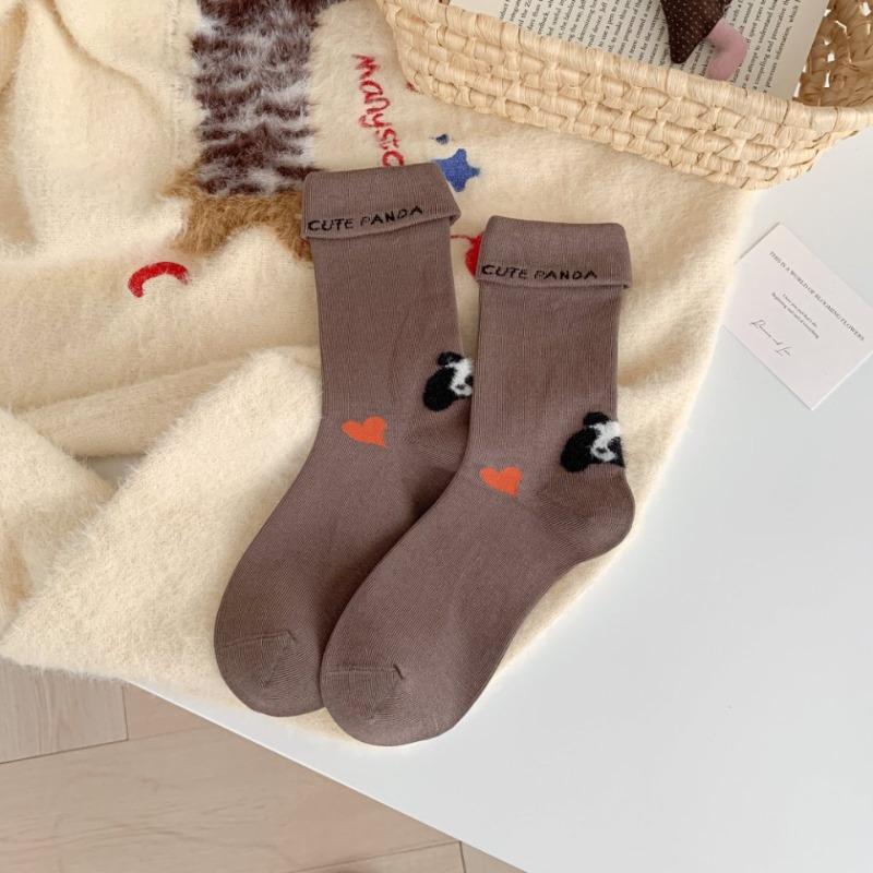 

Животный Мультяшный Осенний С оборками Вышивка Медведь Вельвет Английская Буква До середины икры Женские Носки Чистый Хлопок Простые Махровые Длинные Носки 1 pair кофейный