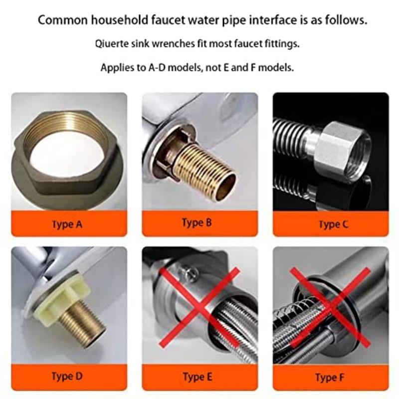 Hot Sale 8 In 1 Sink Faucet Wrench Repair Tool Non-Slip Kitchen Bathroom Faucet Assembly Key Plumbing Installation Wrench