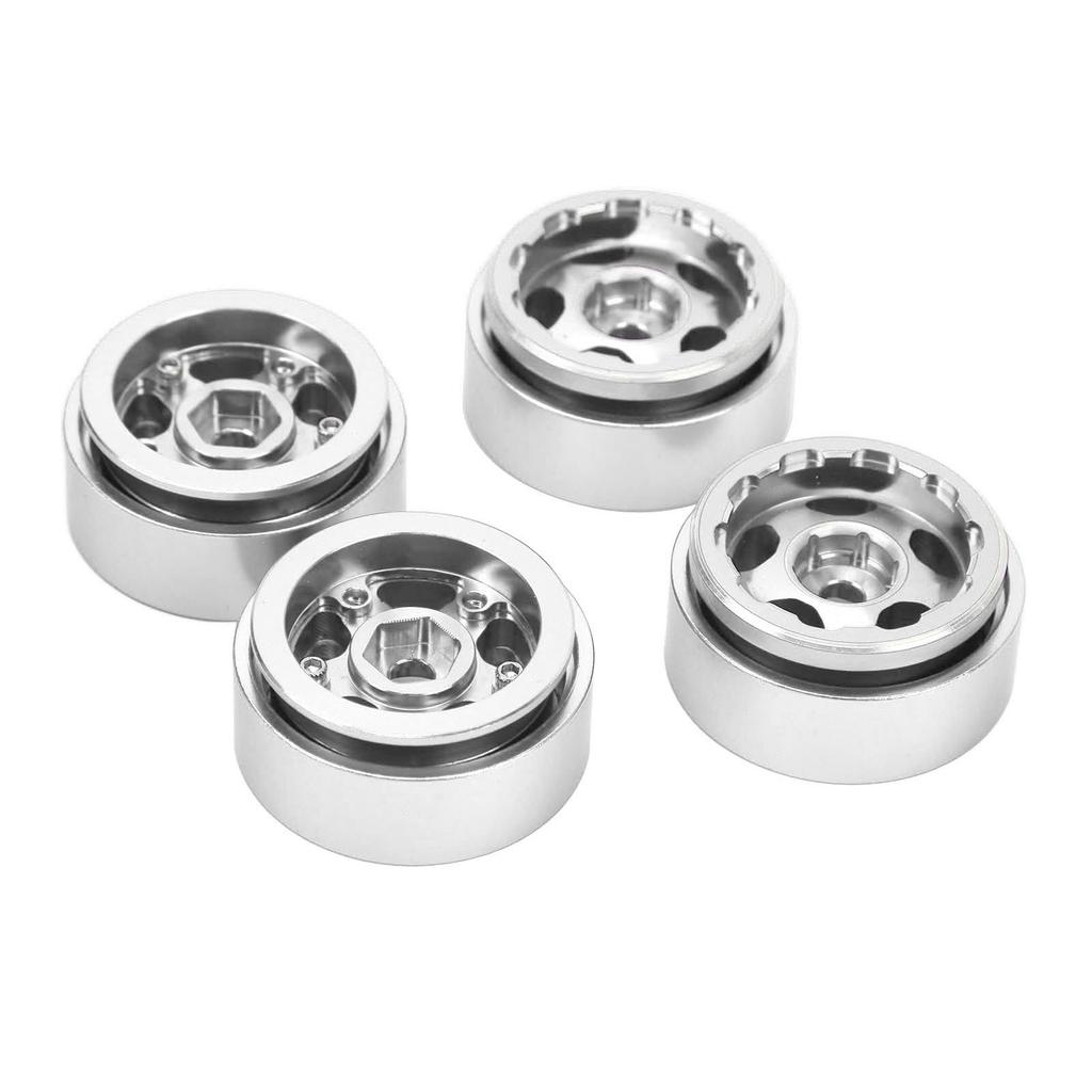 4pcs RC Car Beadlock Wheels Rims Wear Resistance Aluminum Alloy 1.0 Inch Wheels Rims for Traxxas