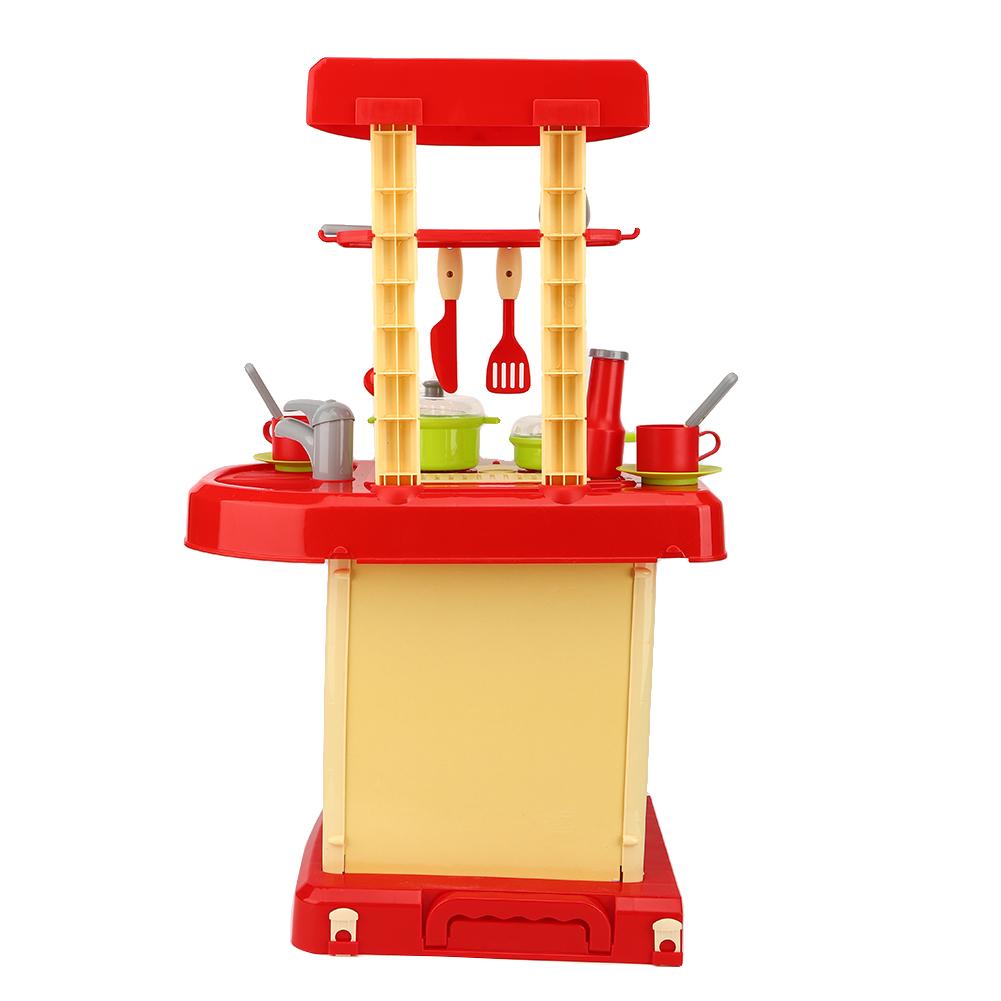 Simulation Kitchen Toy Set Children Cooking Tableware Toys with Light Sound Effect