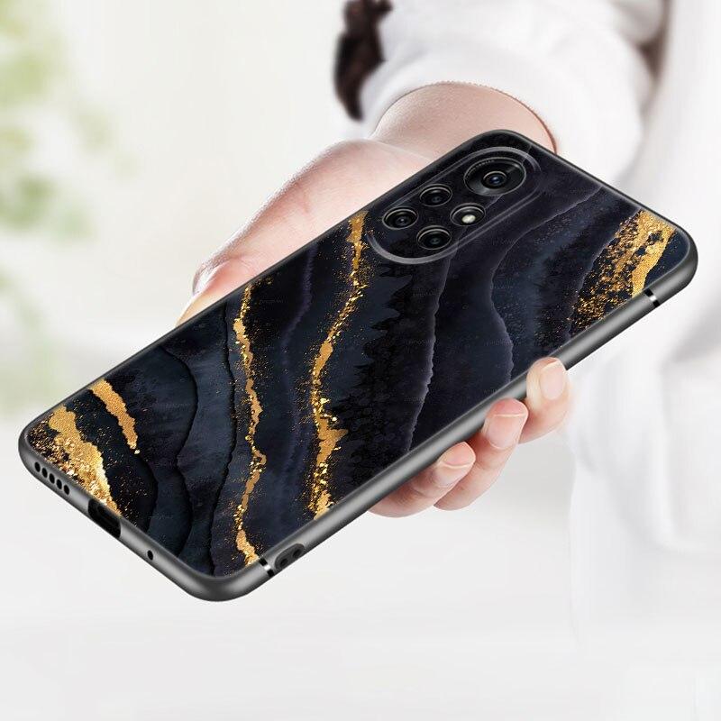 Husă de telefon din marmură vintage pentru Huawei Honor 60 50 SE 30S Mate 30 20 10 Lite 40 Nova 9 8 Pro Y60 8i 7i 7SE 5T Husă neagră premium