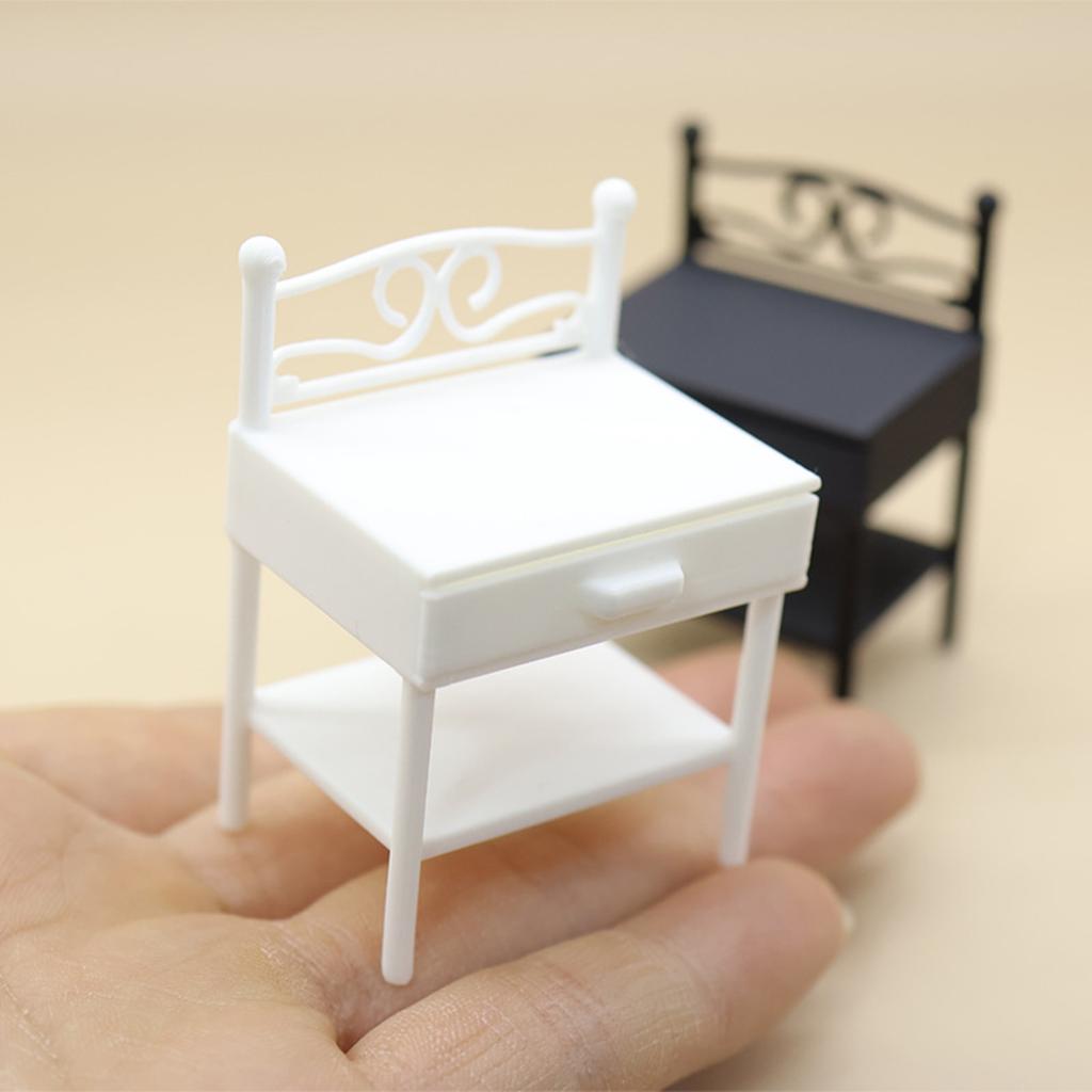 Miniature Bedside Table For Dollhouses Plastic Iron Style Perfect For Role Playing Game
