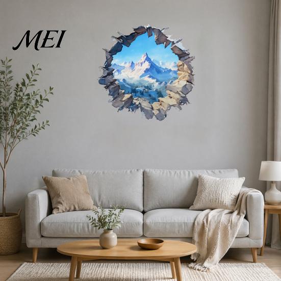 Removable PVC Wall Art Snow Peak Sticker, 3D Landscape Decorative Decal, Durable Mountain Stickers Waterproof Window Film, for Living Room Bedroom
