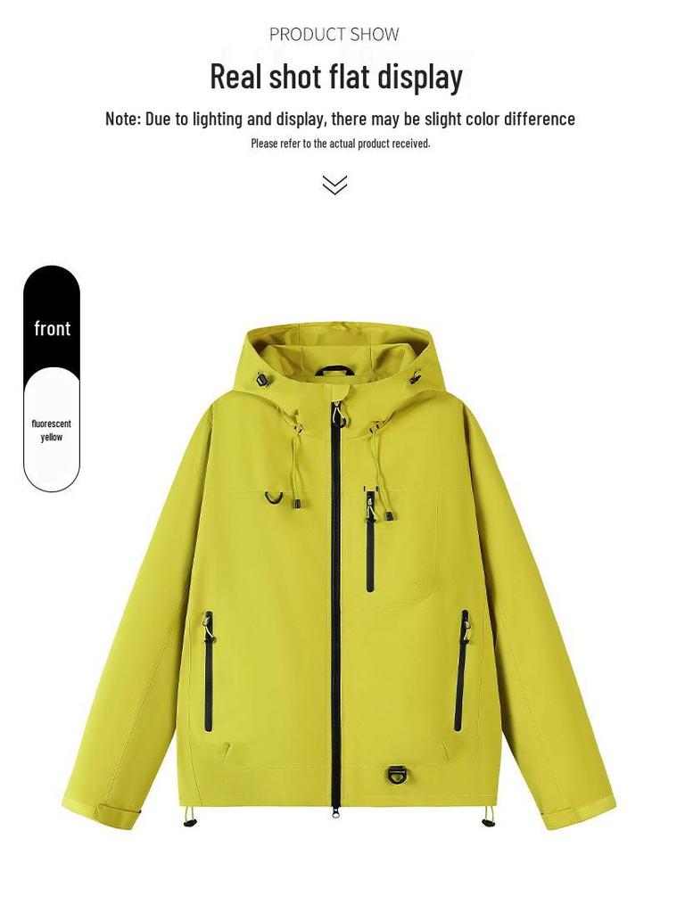 Men's Waterproof Windproof Hooded Jacket for Spring/Autumn Outdoor Travel and Climbing.