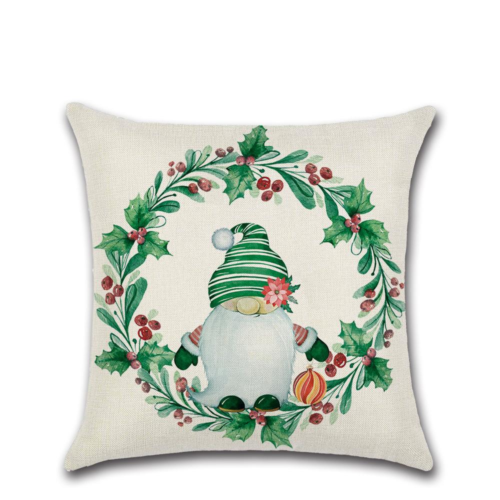 New Linen Printed Christmas Cushion Cover Home Sofa Decoration Cushion Cover