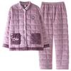 Pajamas Women'S Winter Winter Models Three-Layer Thickened Padded Coral Fleece Flannel Fleece Loungewear Large Size Warm Suit