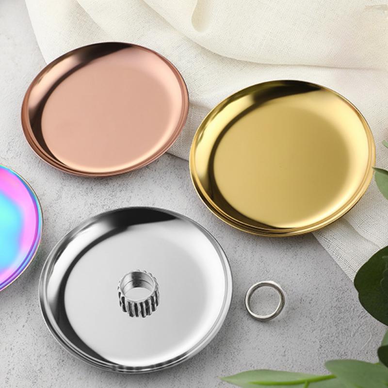 1Pc Light Luxury Nordic Style Metal Tray for Jewelry Dressing Table Bedside Table Dresser Table Jewel Holder Ornament Decoration
