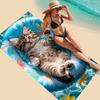 Cute Kitten on Inflatable Floater Beach Towel: Fun in the Sun! Suitable for towels, bath towels, beach towels