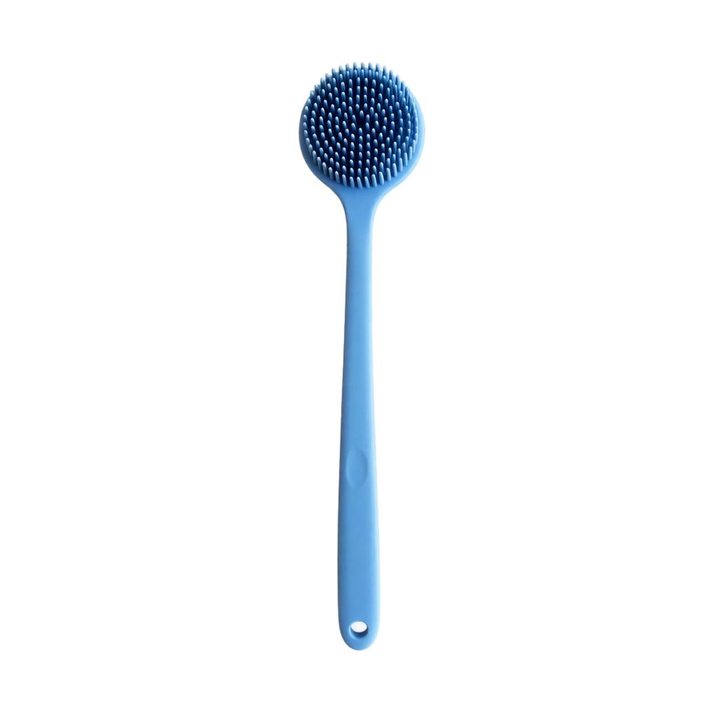 Silicone Bath Brush with Long Handle, Double Sided Shower for Back Exfoliating and Massage, Extended Body Cleaning Brush for Adults