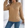 Neuankömmling Damen Sweatshirt Herbst/Winter Lässig Einfarbig Rundhalsausschnitt Schnürung Glockenärmel Pullover Damen Strickpullover
