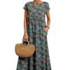 European & American Style Loose Sleeveless Cotton Linen Dress with Matching Colors & Sizes - Round Neck Summer Print Dress for Women