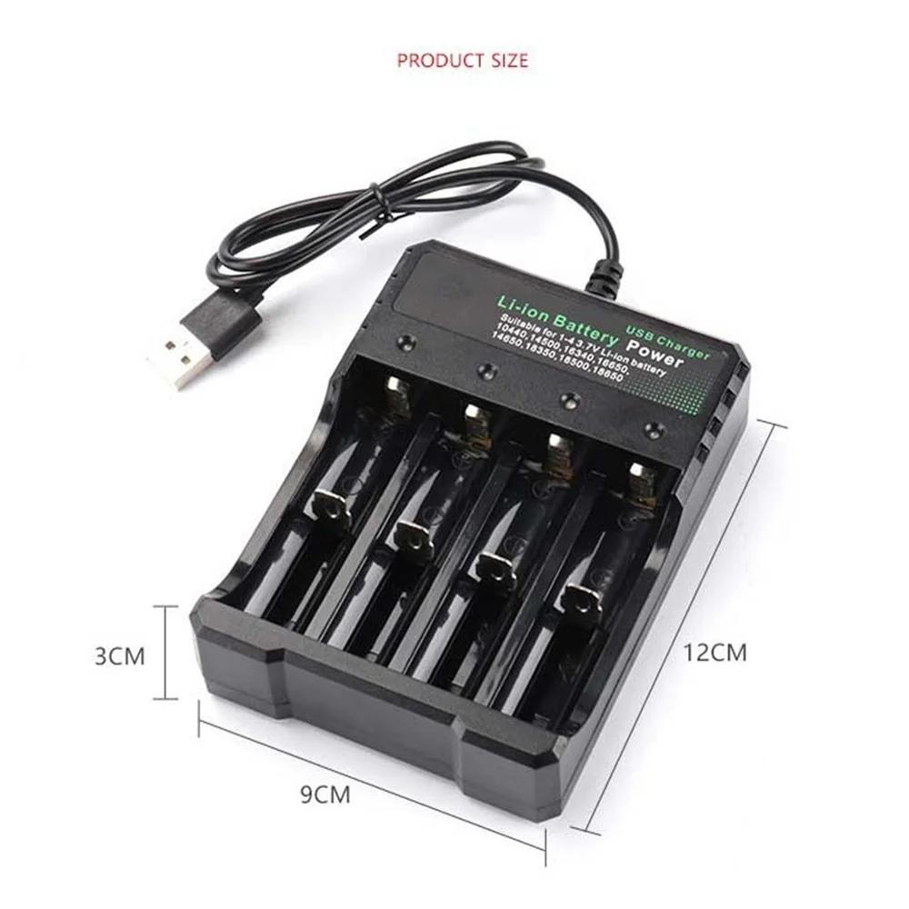 4 Slot USB Battery Charger for 18650 3.7V Li-ion Rechargeable Cells Compatible with 10440 14500 16340 18500 18350 14650 16650