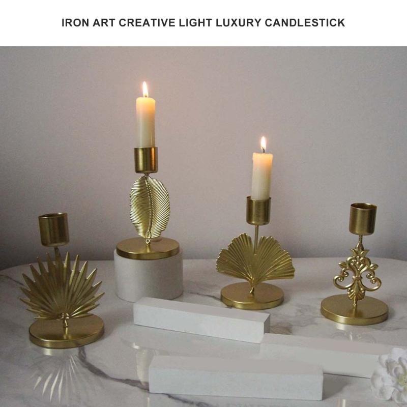 Iron Taper Candle Holder Unique Leaf Candle Stand For Wedding Dining Table And Party Decoration