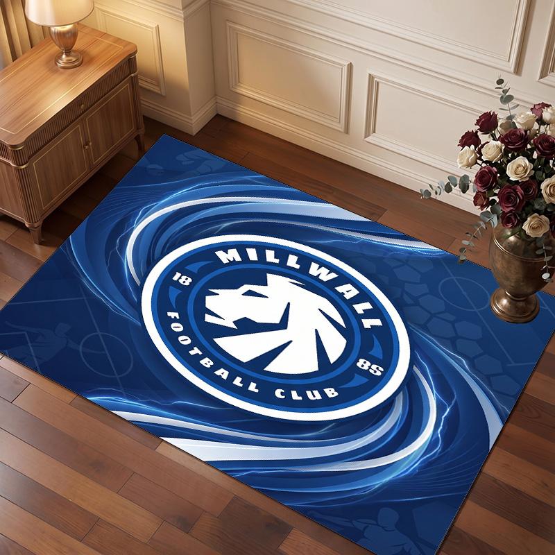 Millwall Football Print Crystal Velvet Rug, Comfortable Water Absorbent Non Slip Indoor Floor Carpet
