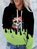 European and American printed autumn and winter loose hooded sweatshirt for women
