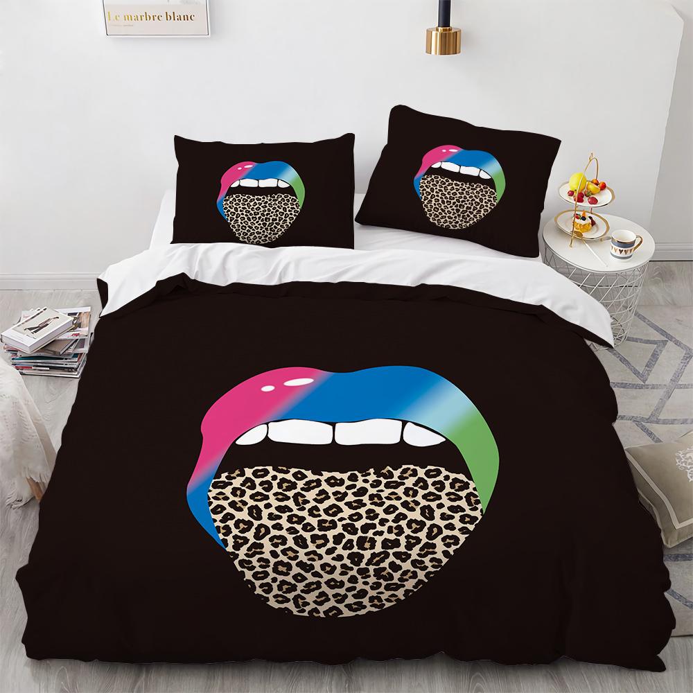 New Bedding Set Adults Winter Quilt Cover Sets Sexy Lips Home Textile Bed Linens Bedroom Comforter Set Duvet Cover 3d King Size