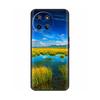 Für Realme 11 4G Hülle Silikon Weich Marmor Blume Schwarzer Stoßfänger Fundas Coque Für OPPO Realme 11 4G 6.43" realme11 Bemalte Abdeckungen