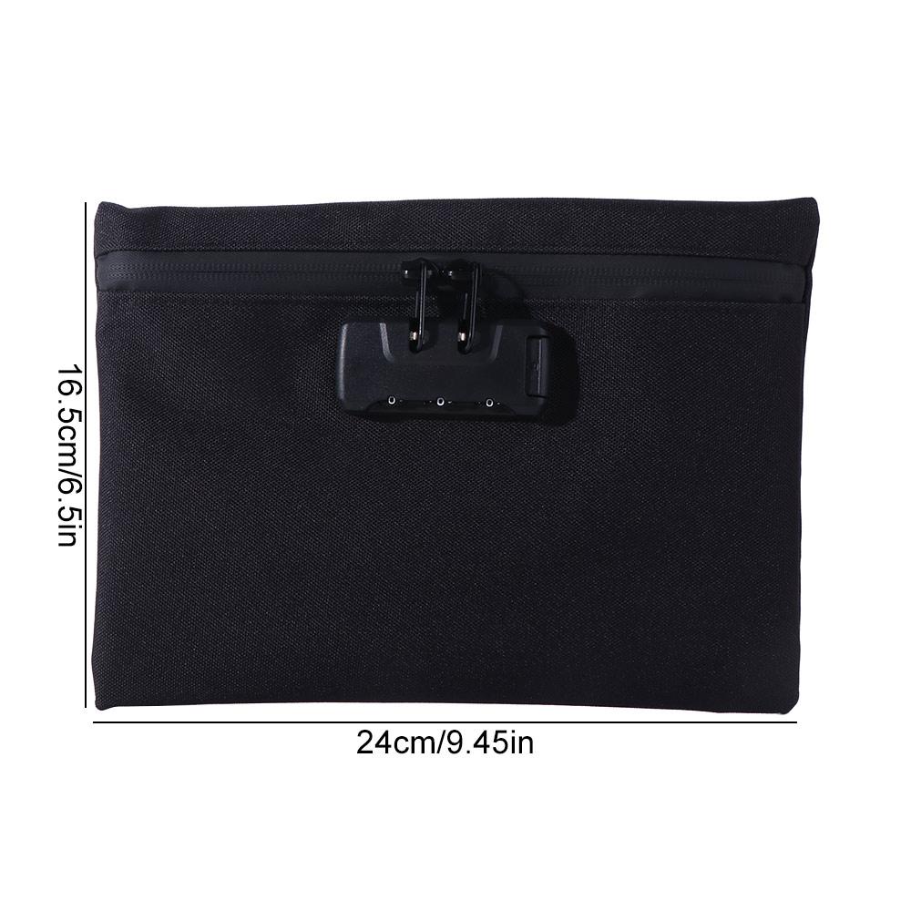 Zip Closure Money Bag with Lock Combination Lock Security Document Bag  Camping