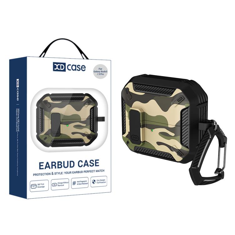 

XDcase Camouflage Security Lock Earbuds Case with Carabiner For Samsung Galaxy Buds3 / 3 Pro / 3 FE зелёный