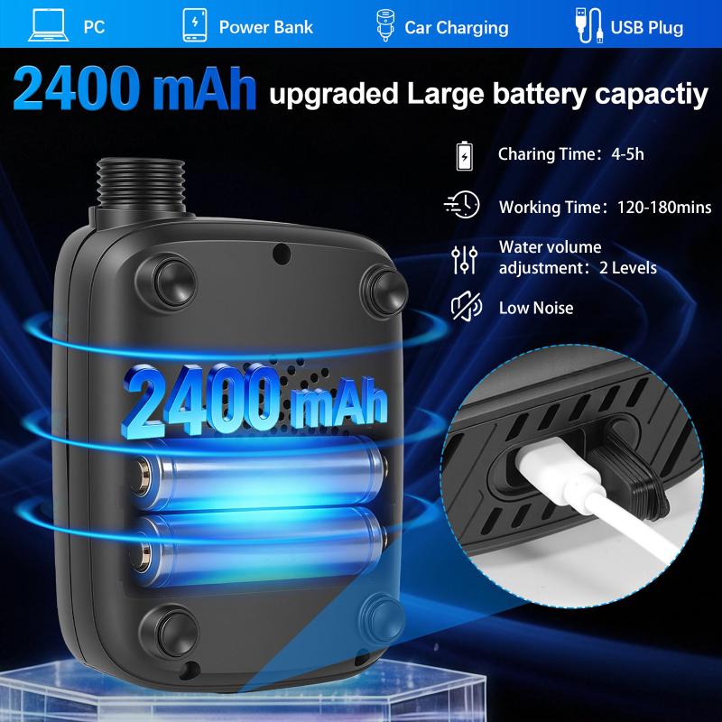 Portable Camping Shower, 2400Mah Rechargeable Outdoor Shower Pump With Led Battery Indicator, 4 Spray Modes