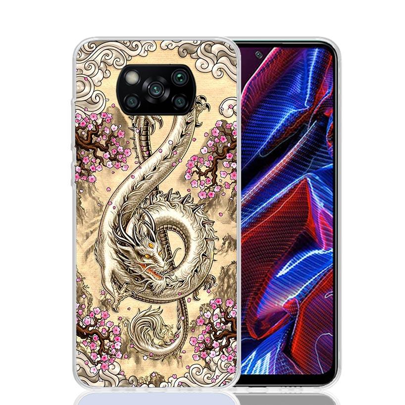 Asian Dragons Animal Tattoo Case Phone Cover for Xiaomi Redmi Note 10 9 9S 8 8T 7 5 Pro Mi 12T 11T 10T 9T 12 11 Lite A3 A2 Trend
