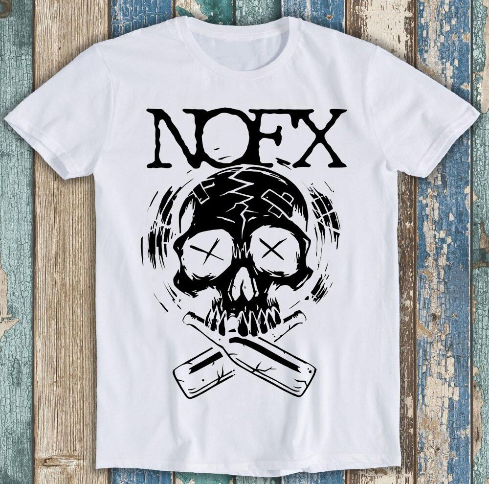 NOFX Skull Beer Music Band Never Trust A Hippie Funny Gift Tee T Shirt M1307