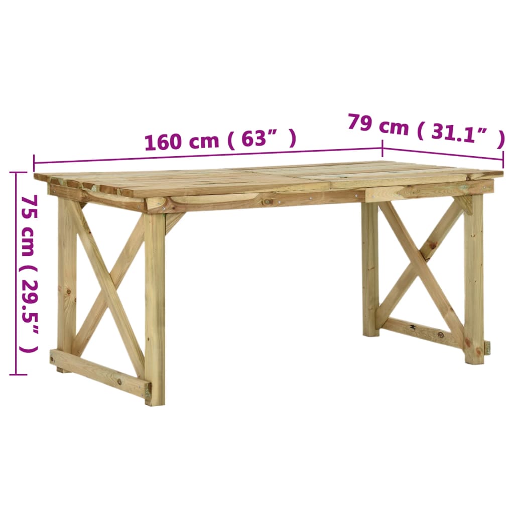 Garden Dining Table 160 X 79 X 75 Cm Wood