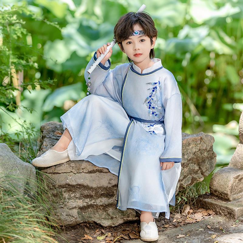 

Осенний детский ханьфу: Комплект детского халата с длинным рукавом в стиле Древнего Тан 130cm