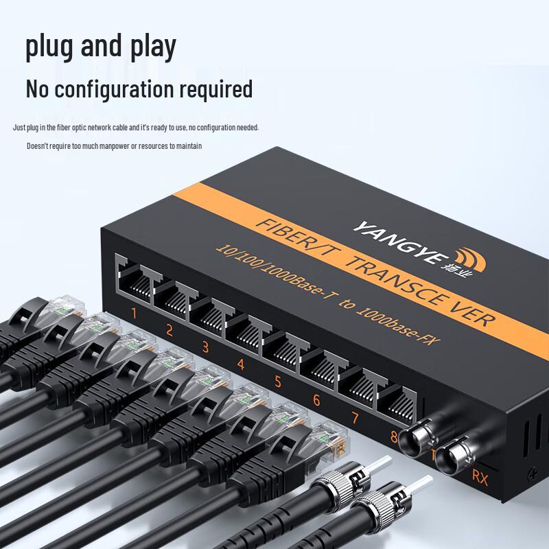 Yangye Gigabit Single-Mode Dual-Fiber 1 Optic 8 Electric Fiber Transceiver